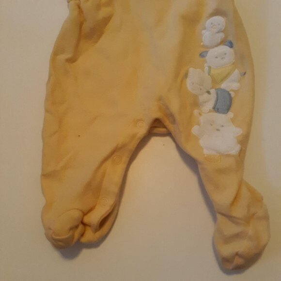 Carters Baby Girl One Piece Pajamas S 0-3M Yellow & White Animal Design Cotton - Picture 2 of 6